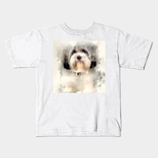 Havanese Watercolor Painting - Dog Lover Gifts Kids T-Shirt